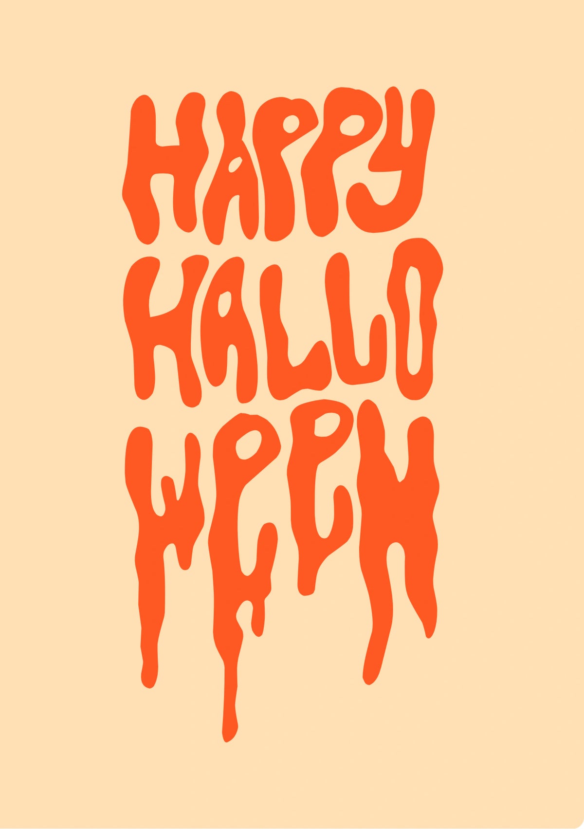 Retro Dripping Orange Typography Happy Halloween Card