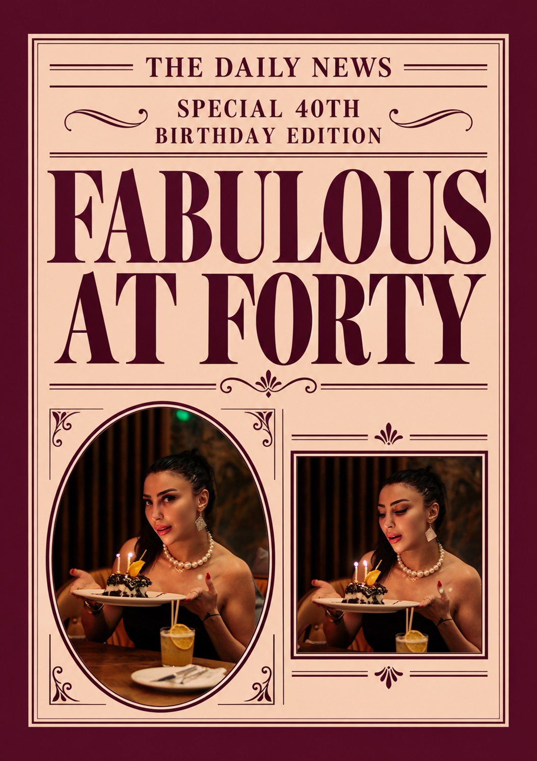 Funny Fabulous at Forty Newspaper Spoof Photo Upload 40th Birthday Card