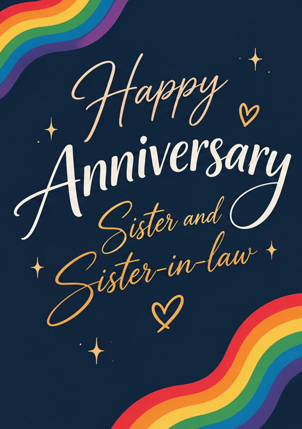 Rainbow Pride Sister and Sister-in-Law Anniversary Card
