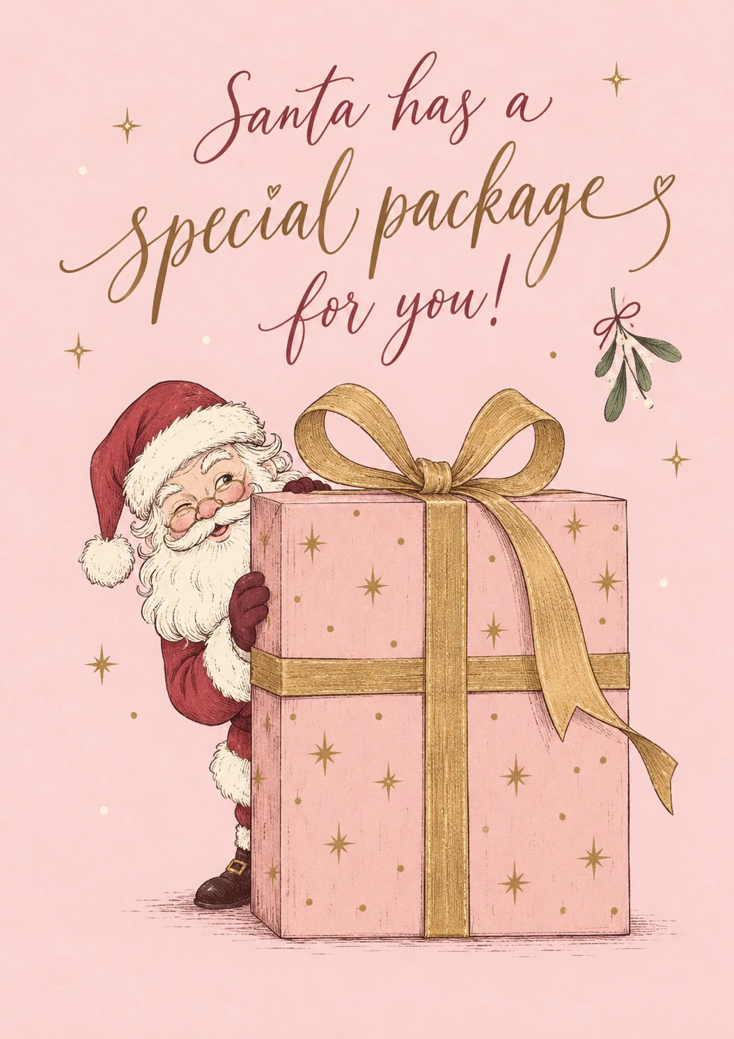 Santa Special Package Pink Birthday Card for Her