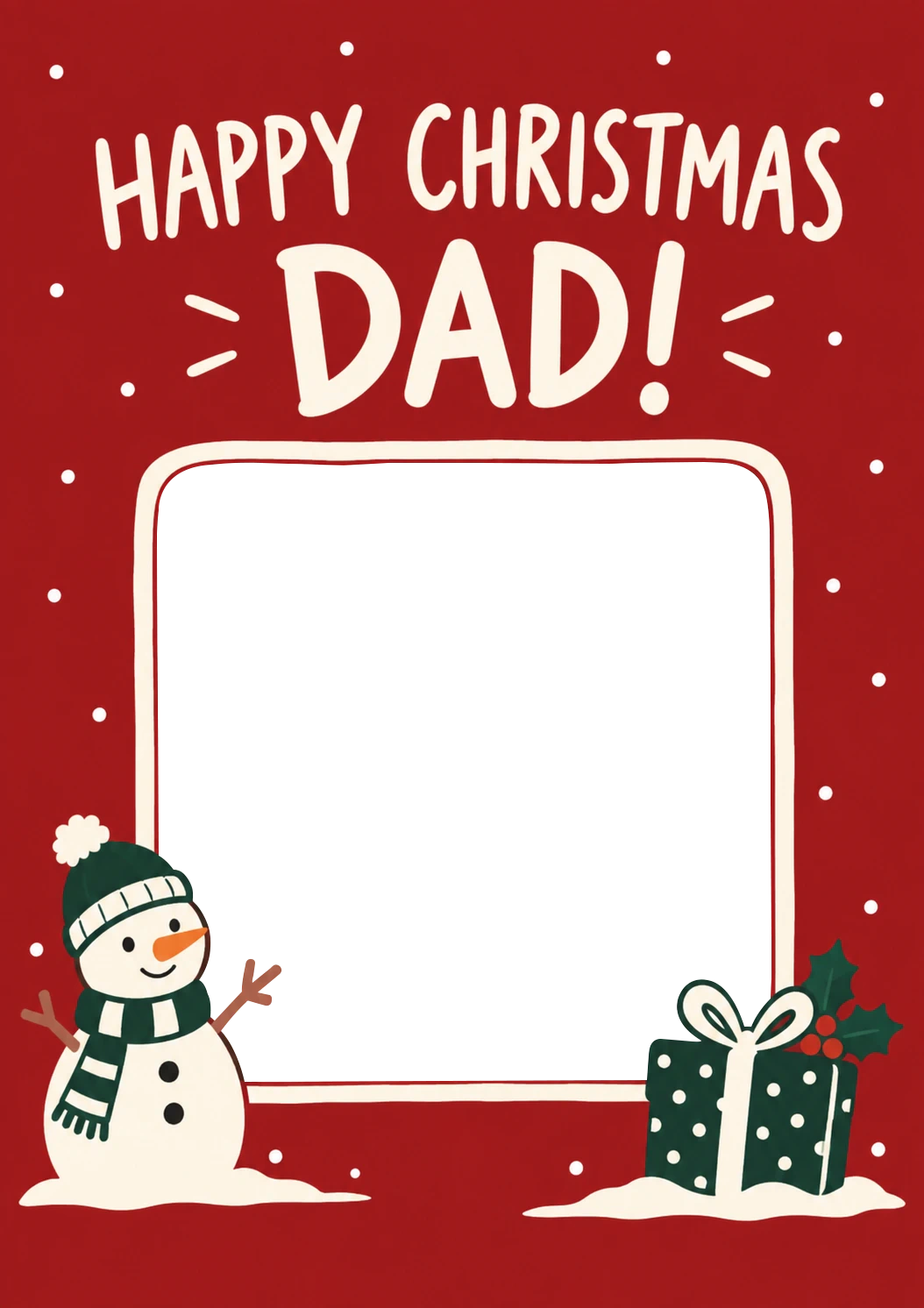 Happy Christmas Dad Snowman Photo Upload Christmas Card for Him