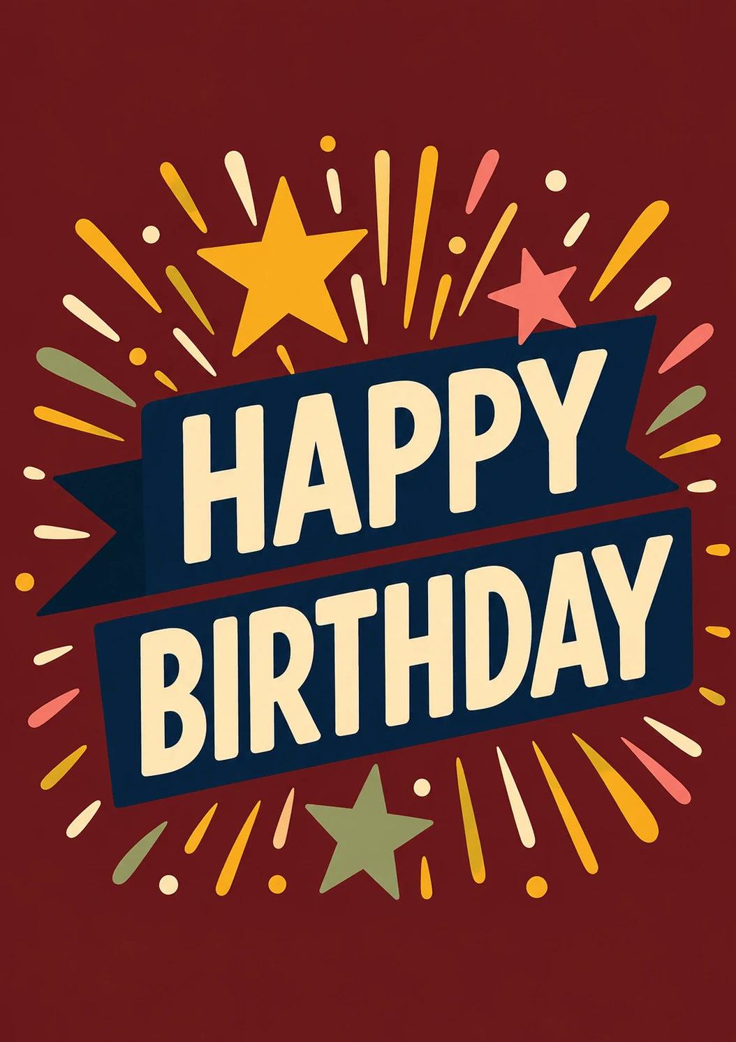 Retro Banner Burst 65th Birthday Card