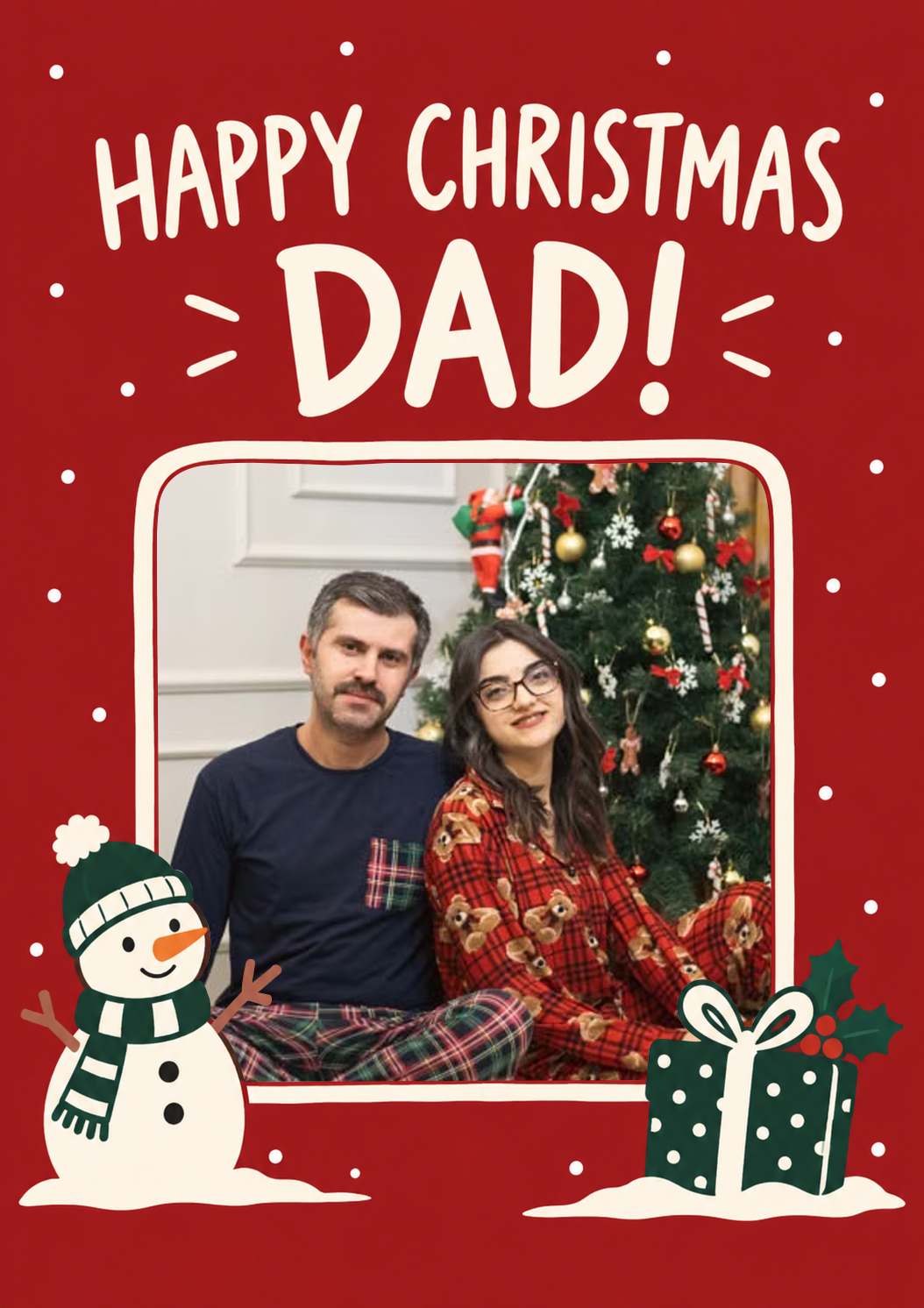Happy Christmas Dad Snowman Photo Upload Christmas Card for Him