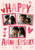 Load image into Gallery viewer, Happy Anniversary Hearts and Doodles Photo Upload Anniversary Card
