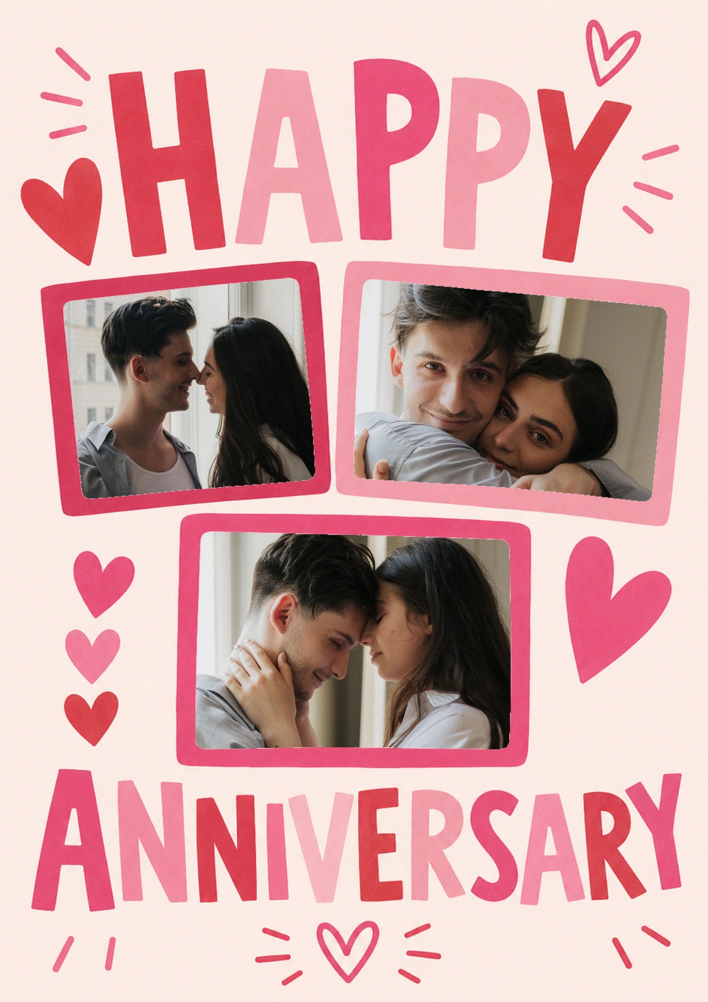 Happy Anniversary Hearts and Doodles Photo Upload Anniversary Card