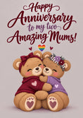Load image into Gallery viewer, Two Mums Hugging Bears LGBTQ+ Anniversary Card
