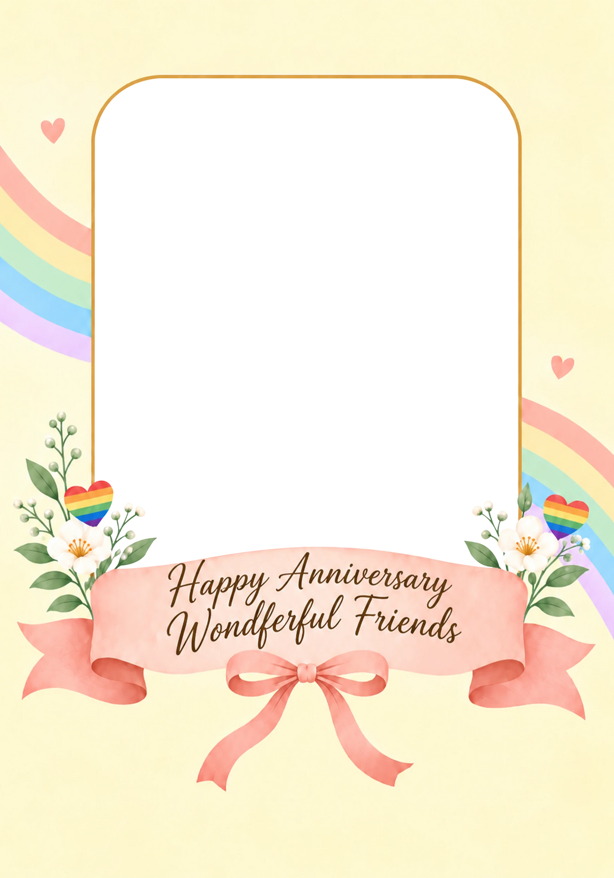 Rainbow Floral Pride Photo Upload Anniversary Card