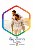 Load image into Gallery viewer, Rainbow Pride Hexagon Photo Upload Anniversary Card for Son
