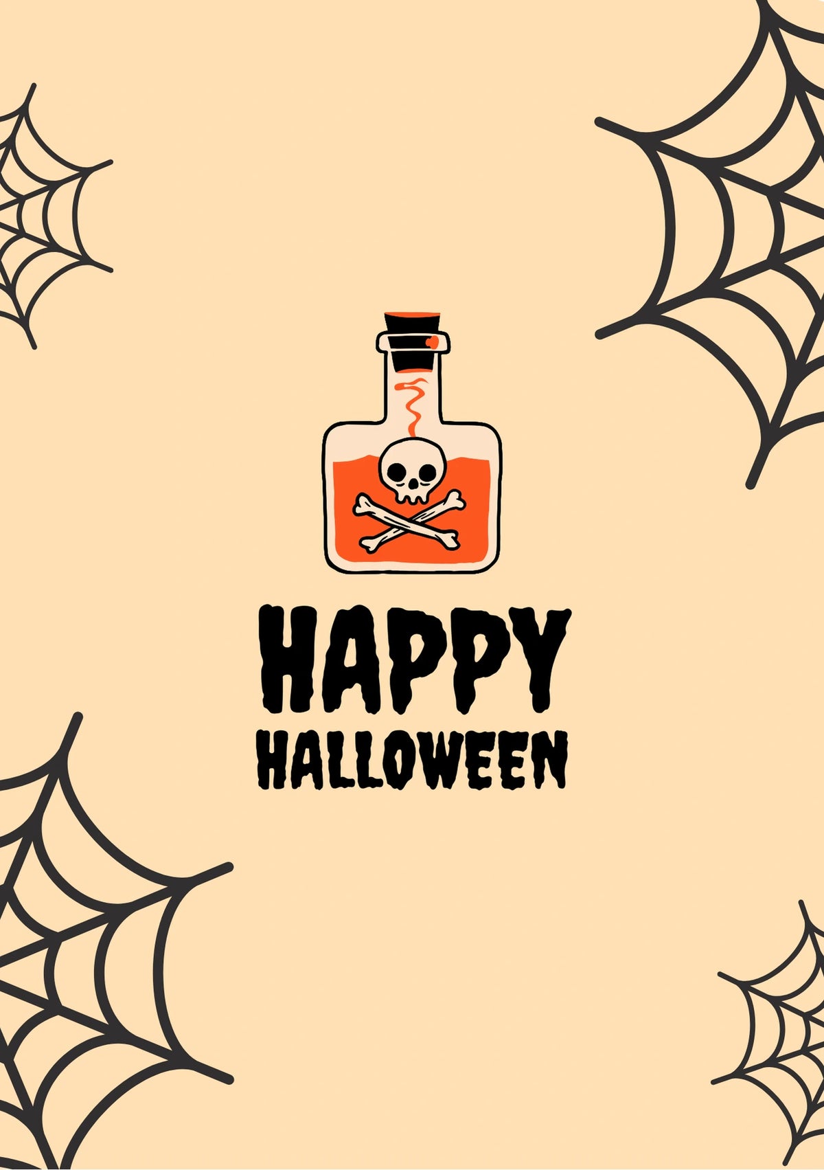 Poison Bottle Skull and Crossbones Halloween Card