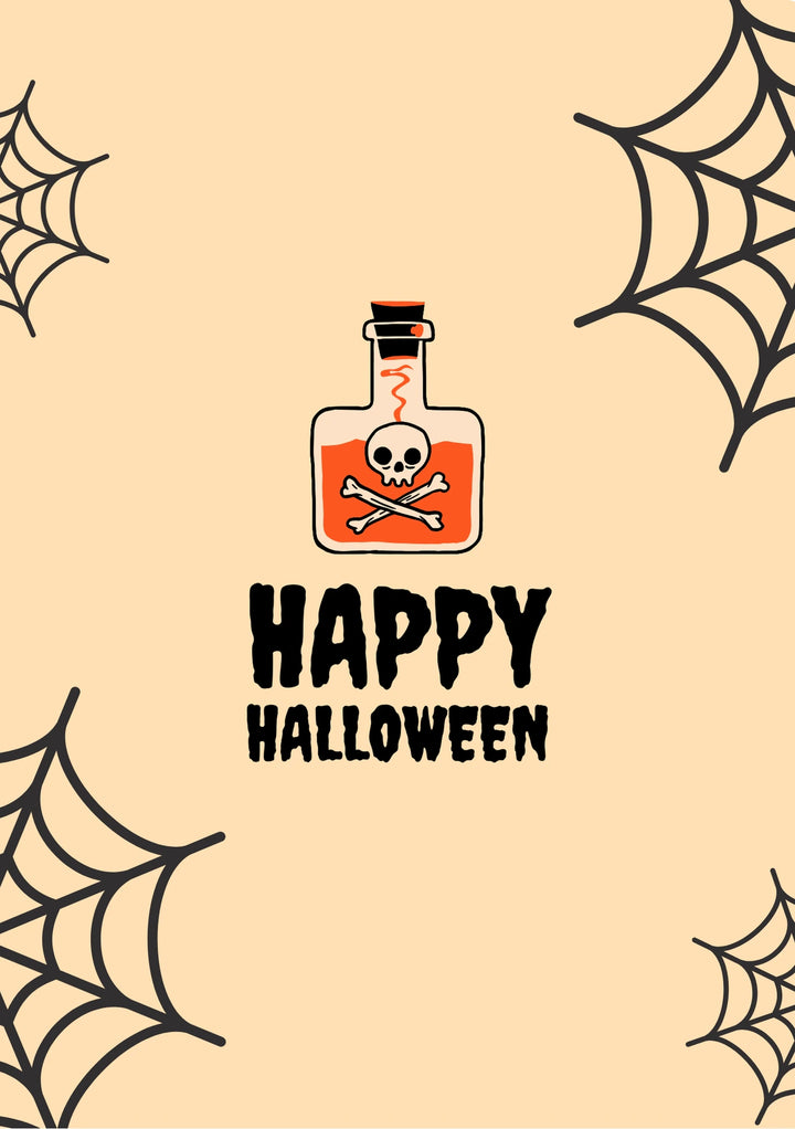 Poison Bottle Skull and Crossbones Halloween Card