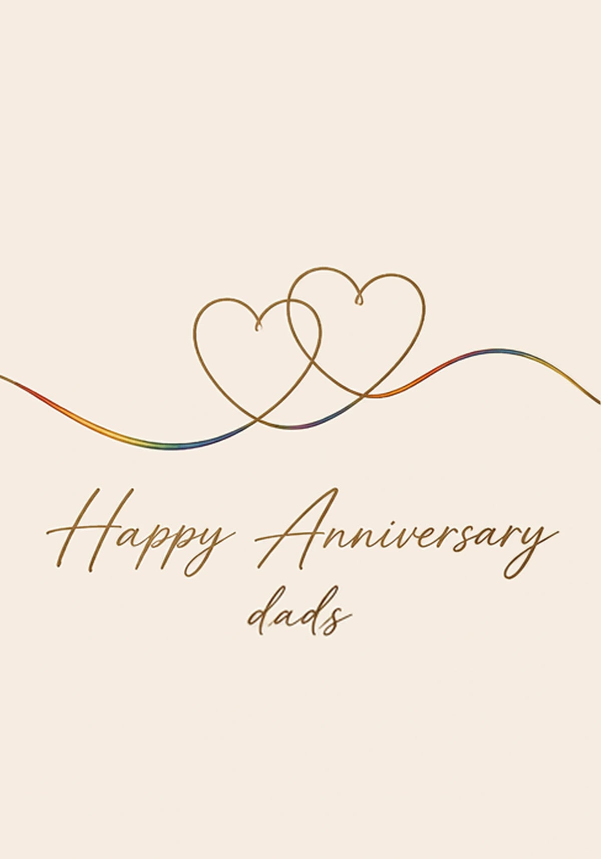 Rainbow Hearts Two Dads Anniversary Card