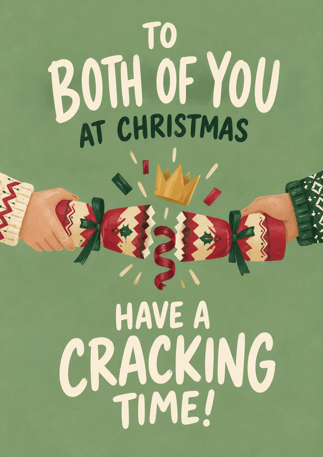 Funny Christmas Cracker Pulling Both of You Christmas Card