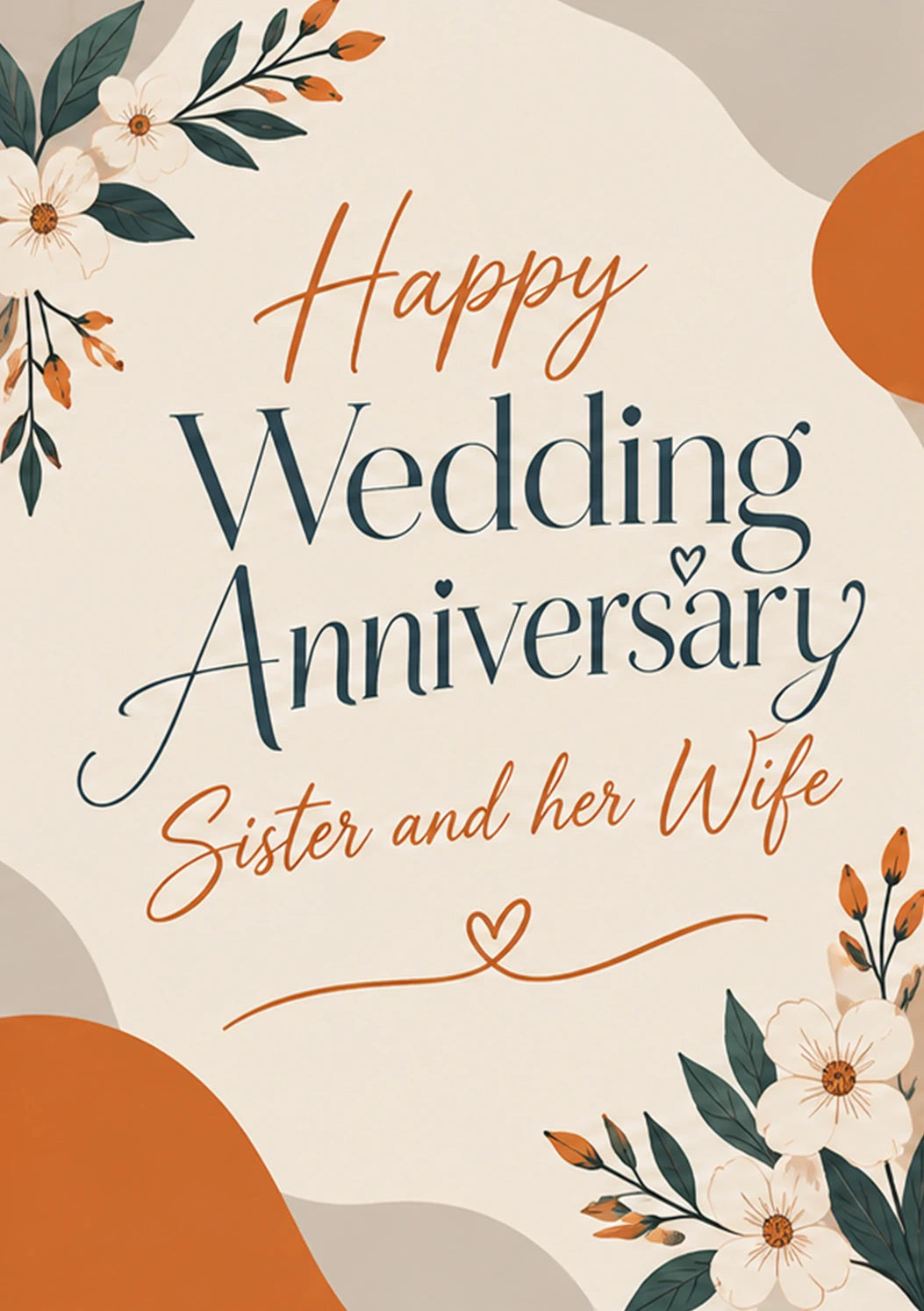Botanical Floral Sister and Her Wife Anniversary Card