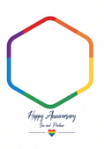Load image into Gallery viewer, Rainbow Pride Hexagon Photo Upload Anniversary Card for Son
