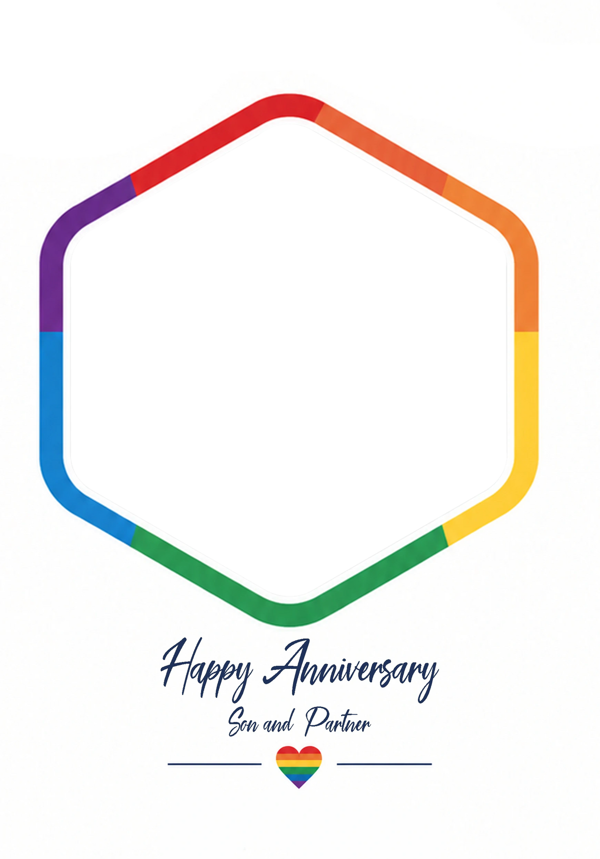 Rainbow Pride Hexagon Photo Upload Anniversary Card for Son