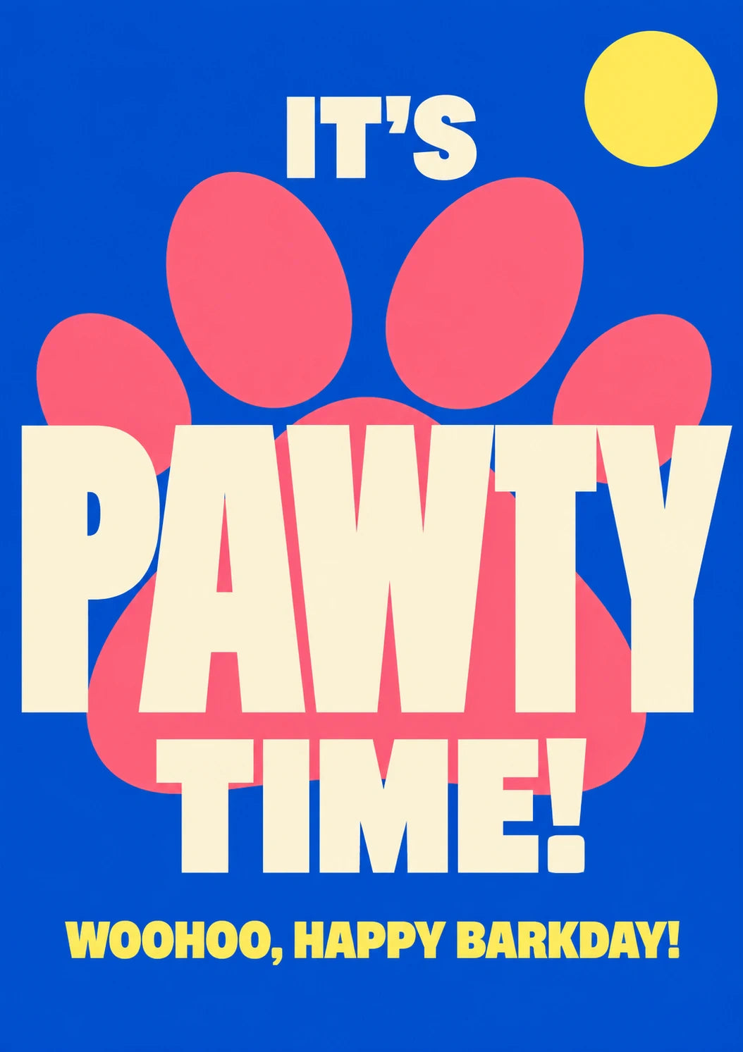 Funny Pawty Time Paw Print Dog Birthday Card