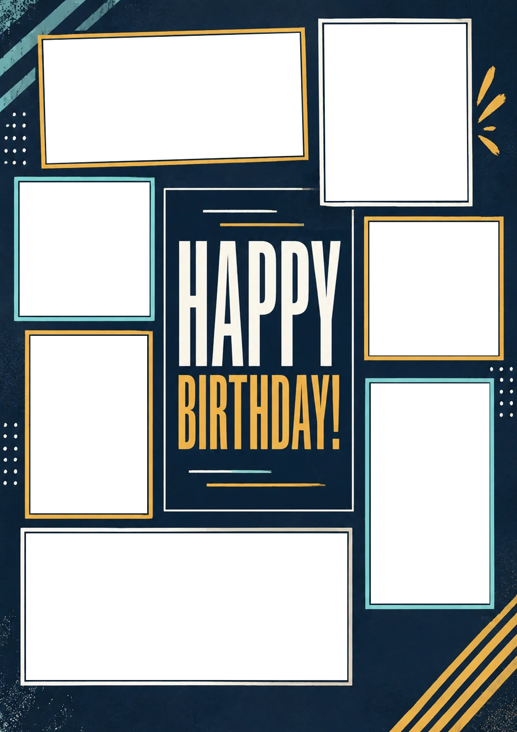 Navy Blue Multi Frame Photo Upload Birthday Card