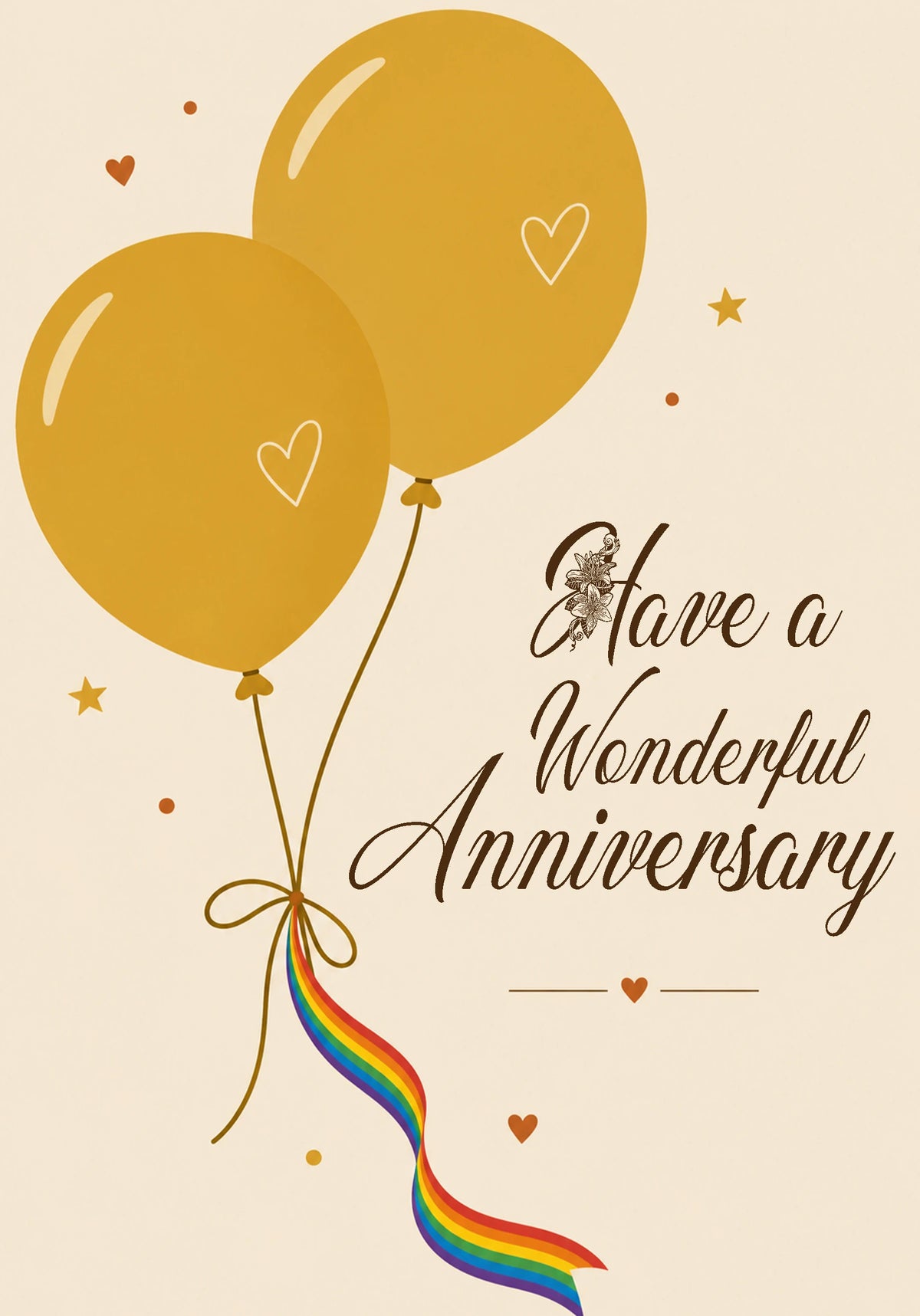 Gold Balloon Rainbow Pride Wonderful Anniversary Card