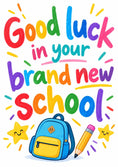 Load image into Gallery viewer, Colourful Rainbow Text Brand New School Back to School Card
