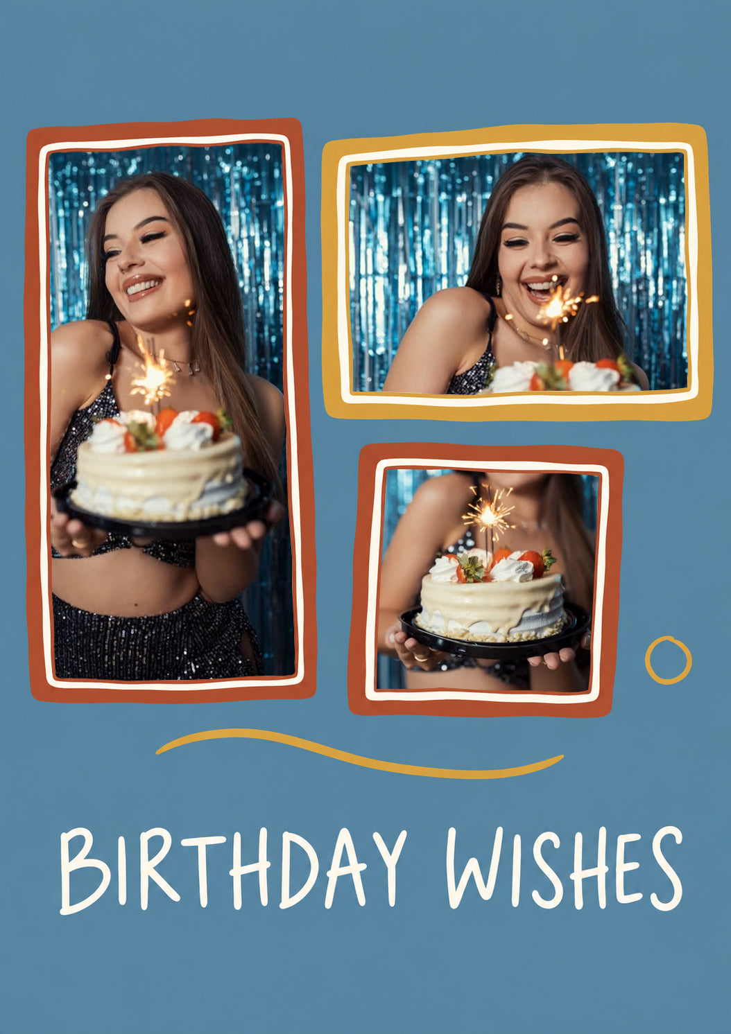 Three Frame Collage Photo Upload Birthday Card
