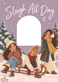 Load image into Gallery viewer, Sleigh All Day Illustrated Girls Christmas Card for Her
