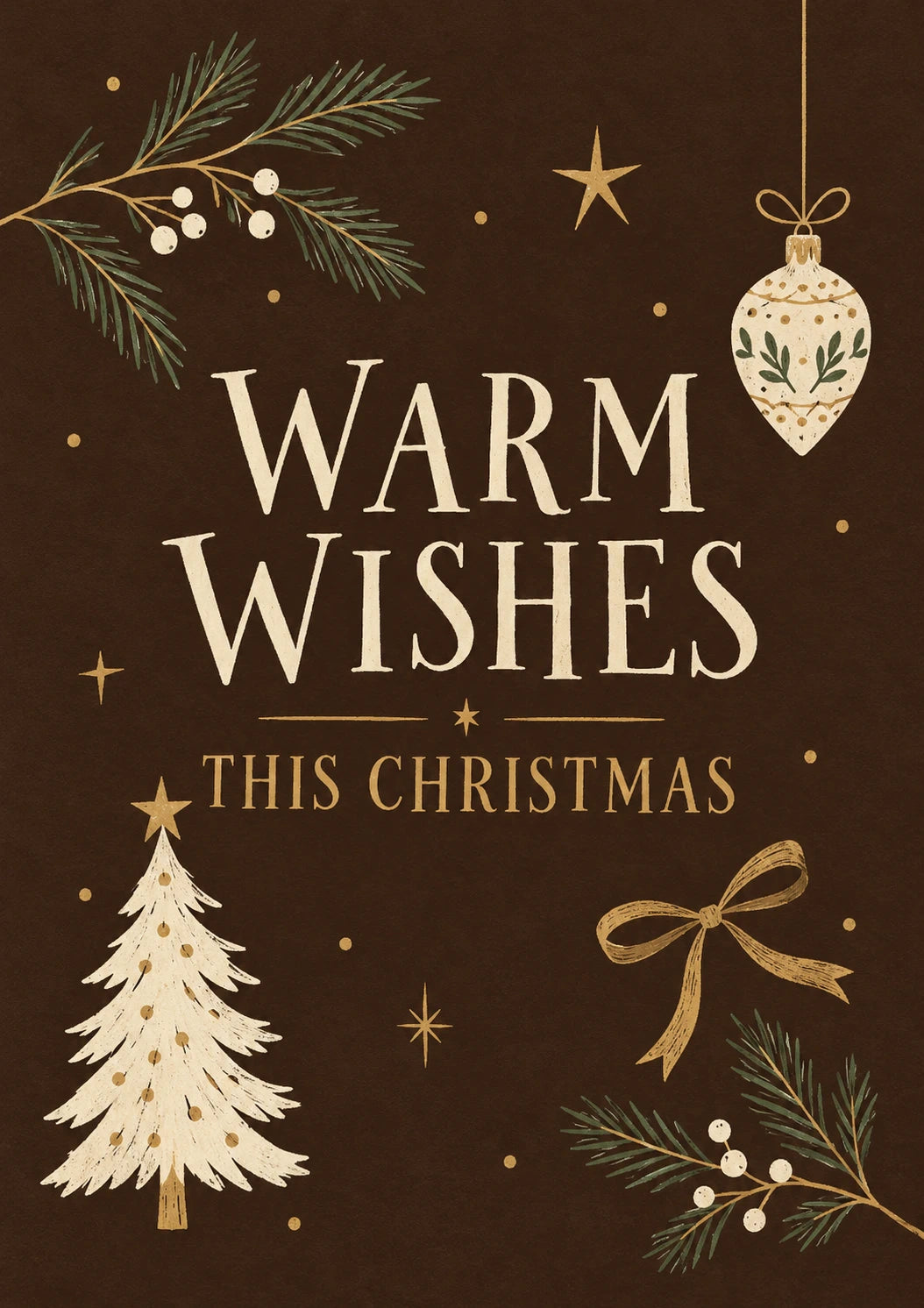 Warm Wishes Dark Festive Illustrated Christmas Card for Her