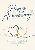 Load image into Gallery viewer, Two Husbands Intertwined Hearts LGBTQ+ Anniversary Card
