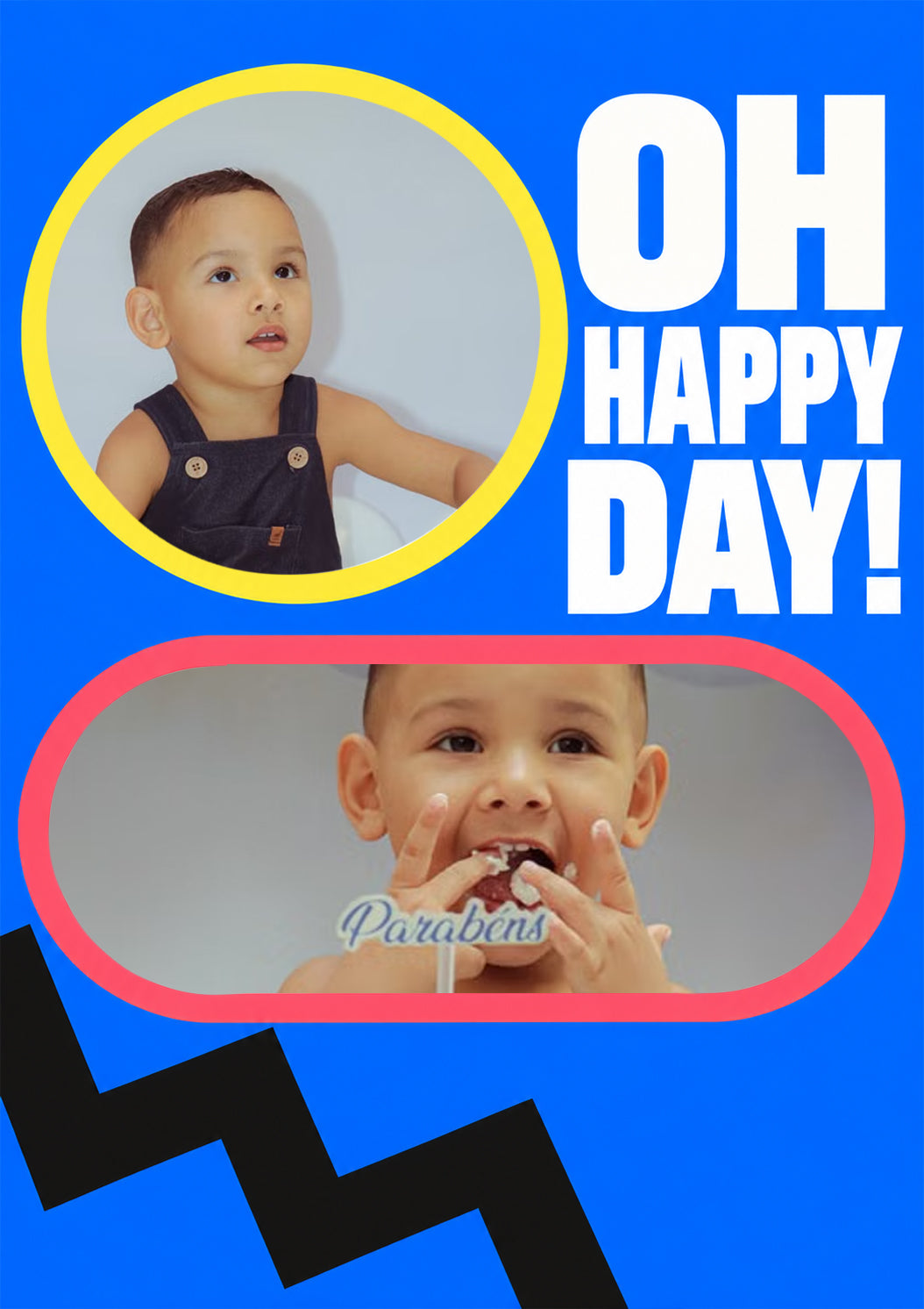 Oh Happy Day Bold Graphic Photo Upload Birthday Card