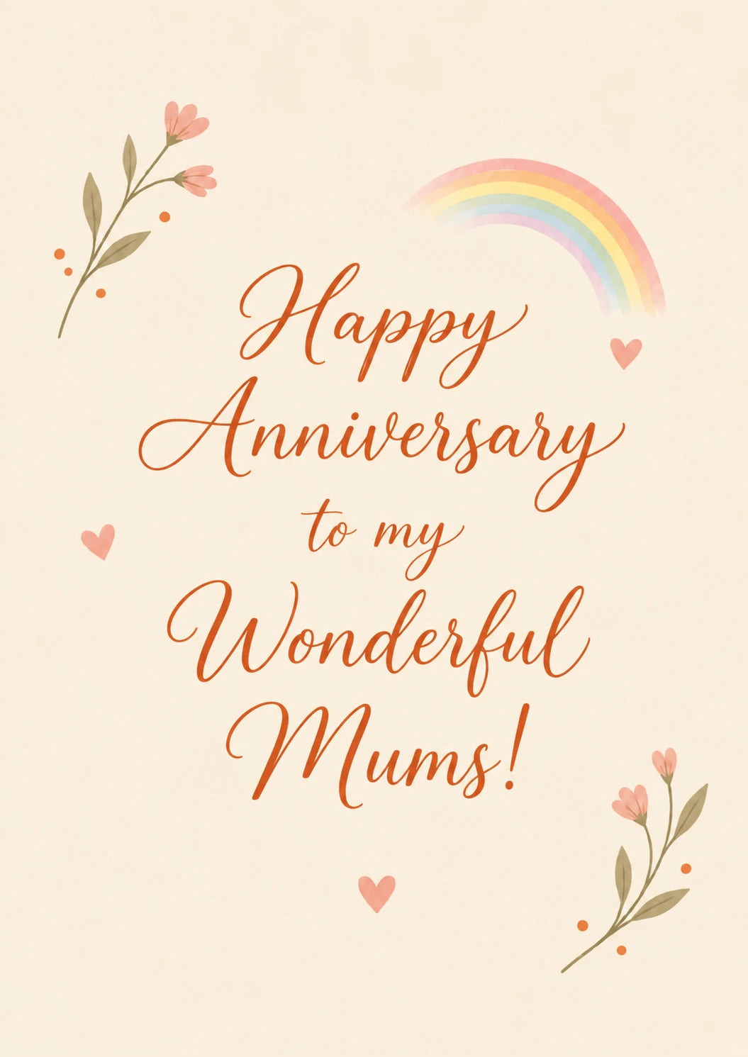 Rainbow Floral Happy Anniversary Card for Wonderful Mums