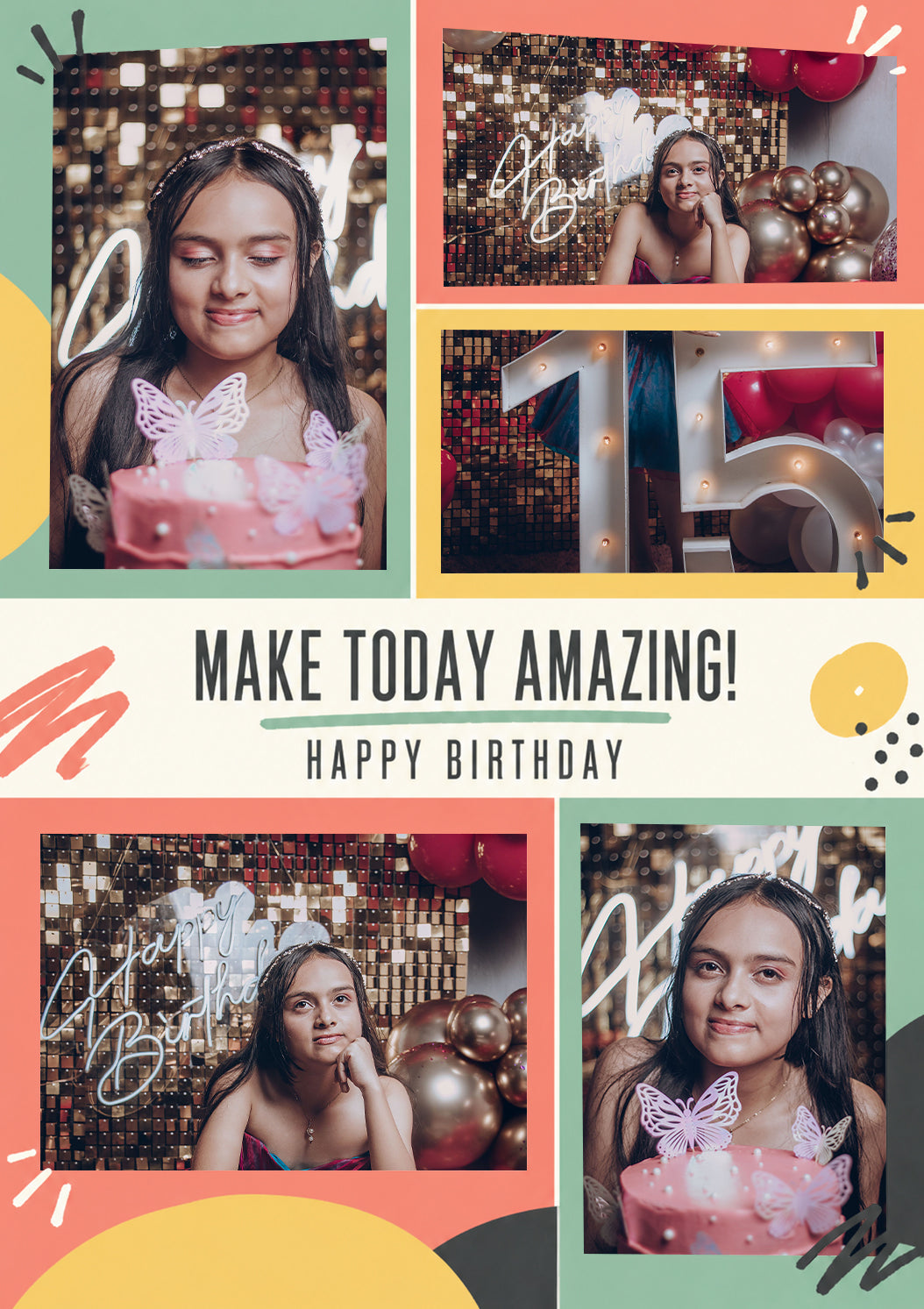 Make Today Amazing 5 Photo Upload Birthday Card