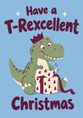 Load image into Gallery viewer, Funny T-Rexcellent Dinosaur Christmas Card for Her
