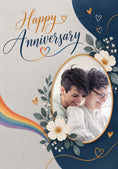 Load image into Gallery viewer, Rainbow Floral Hearts Photo Upload Anniversary Card
