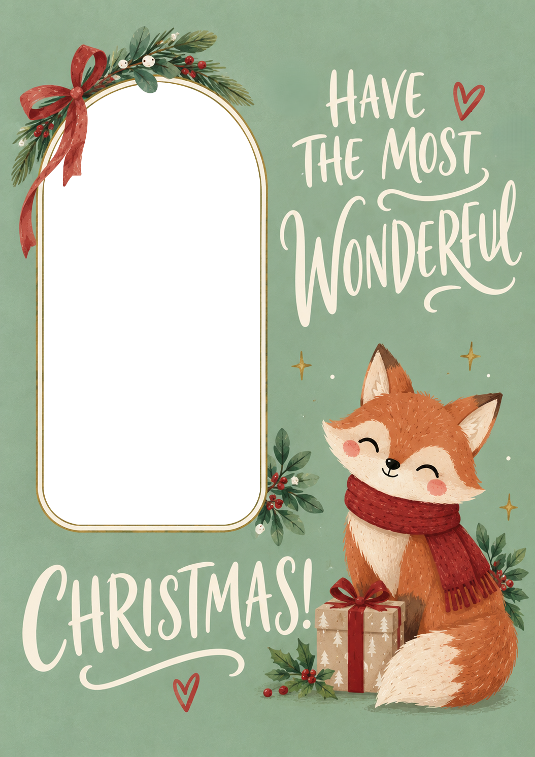 Cute Fox with Scarf Wonderful Christmas Card