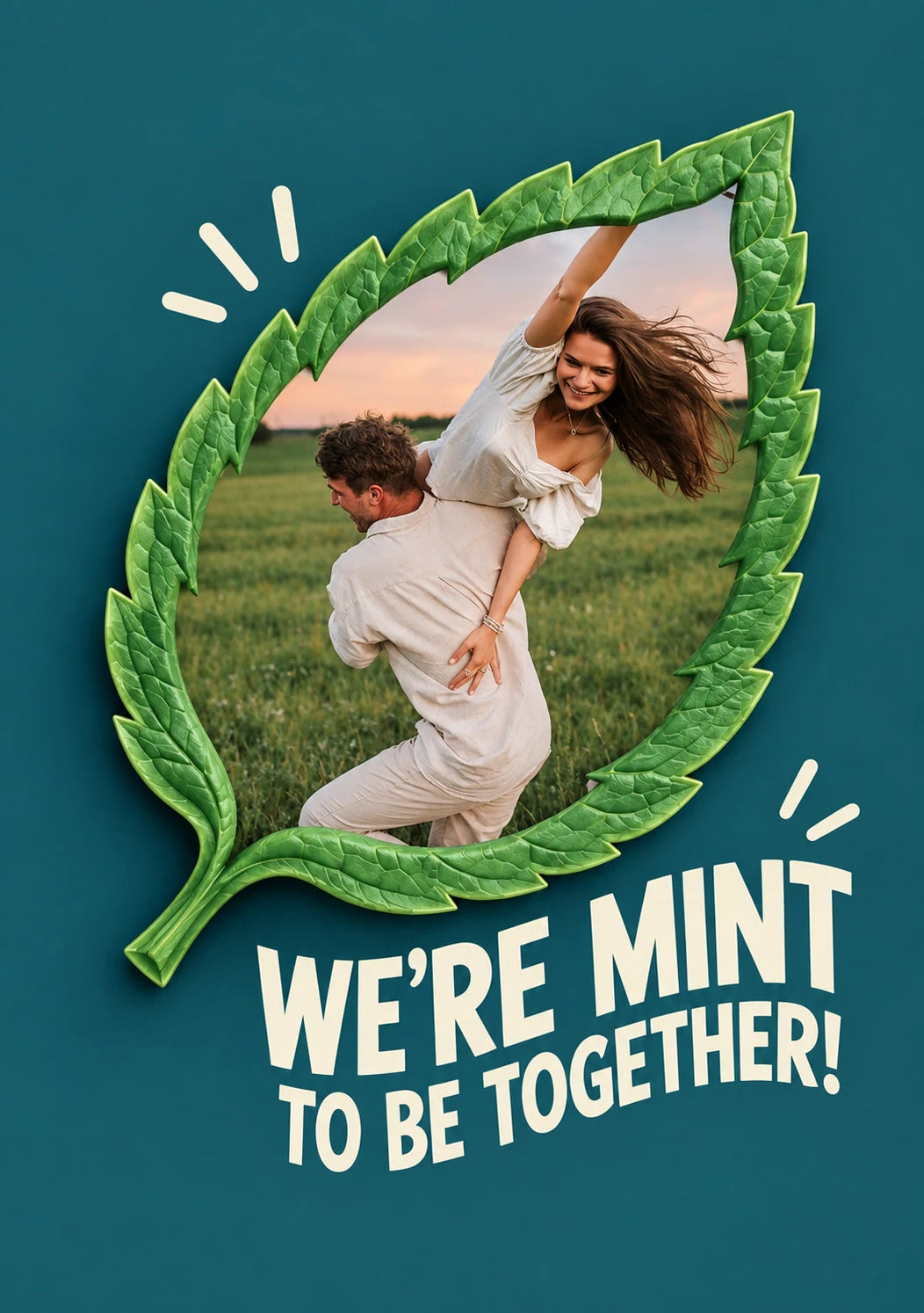 Funny We're Mint to Be Together Photo Upload Valentine's Day Card for Fiancé