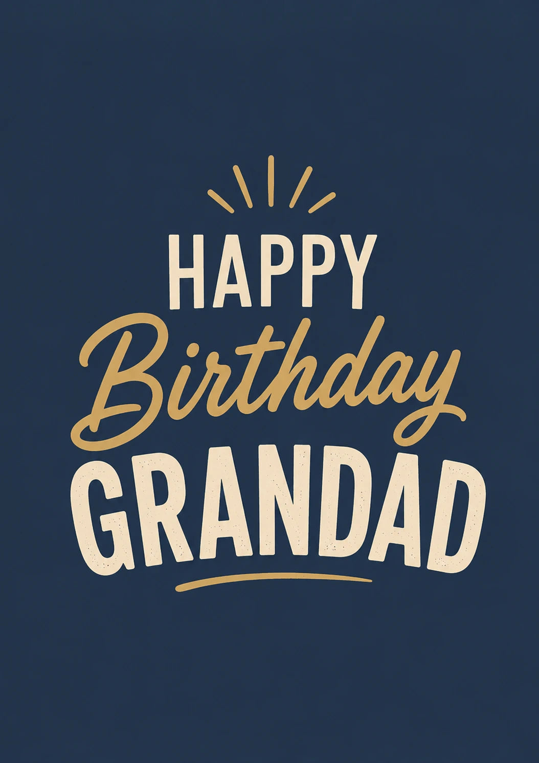 Navy Gold Script Grandad Birthday Card for Him