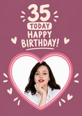 Load image into Gallery viewer, 35 Today Happy Birthday Heart Photo Upload Birthday Card for Her
