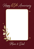 Load image into Gallery viewer, Gold Floral Frame 65th Anniversary Card for Mum & Dad
