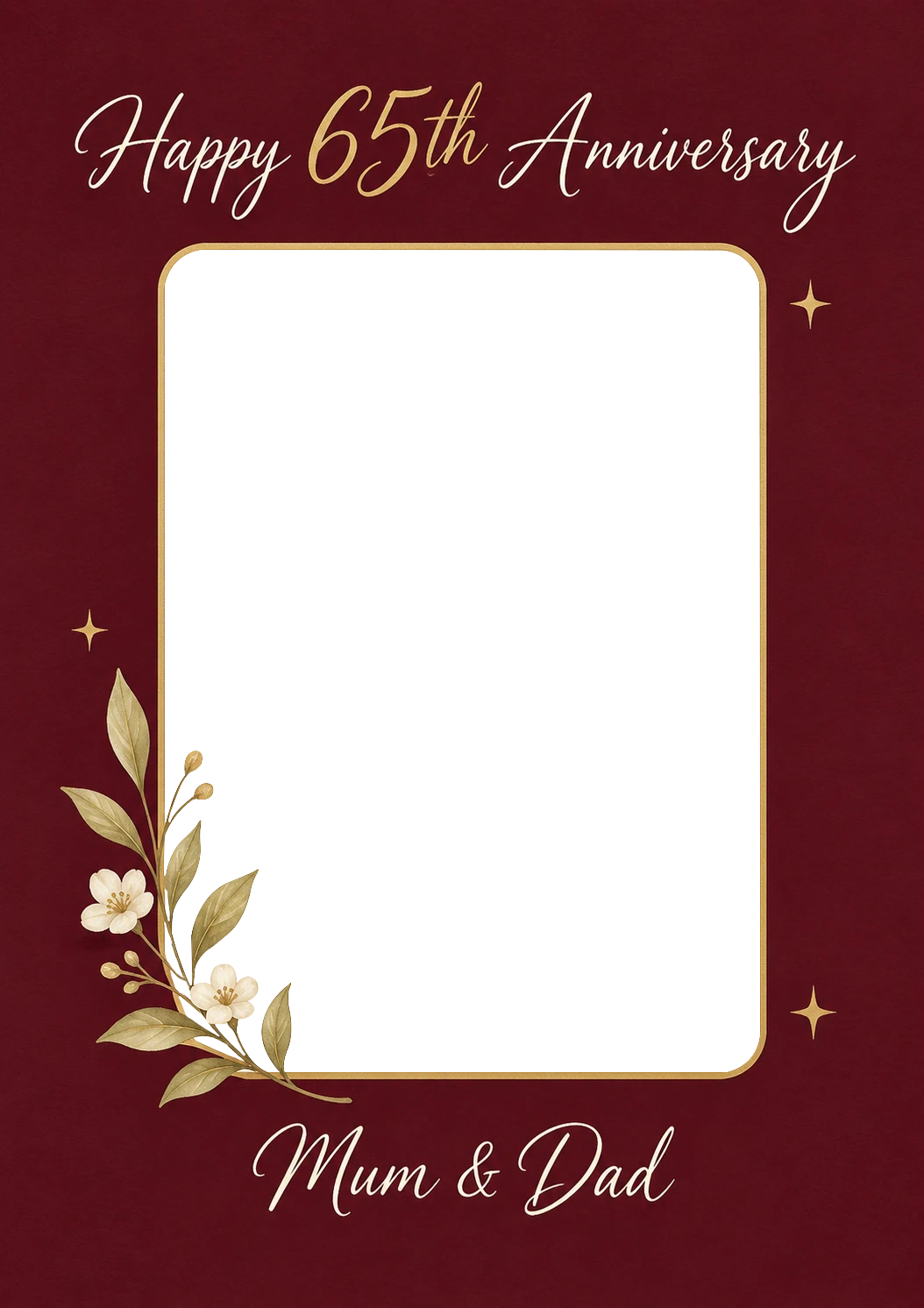 Gold Floral Frame 65th Anniversary Card for Mum & Dad
