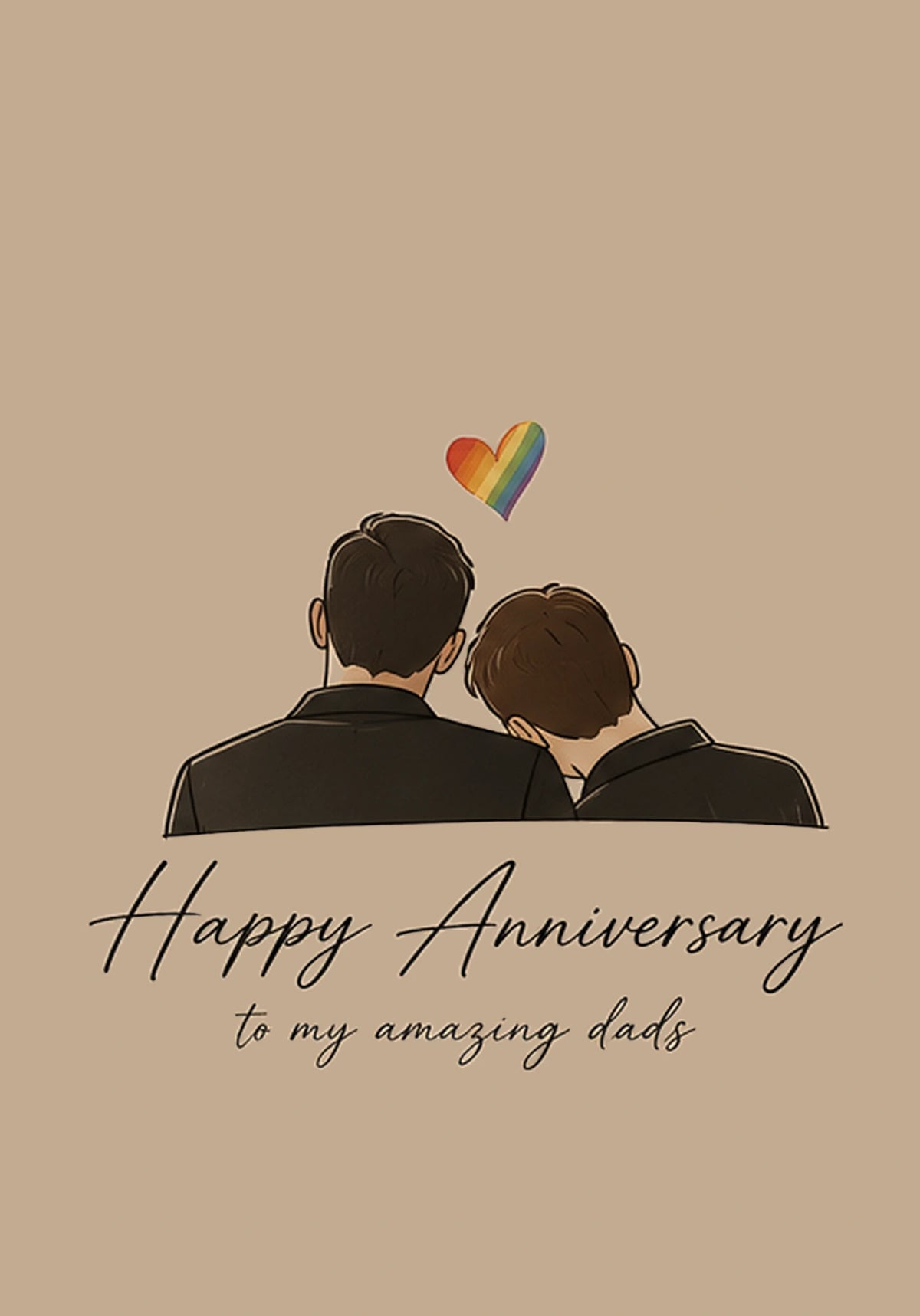 Rainbow Heart Two Dads Anniversary Card