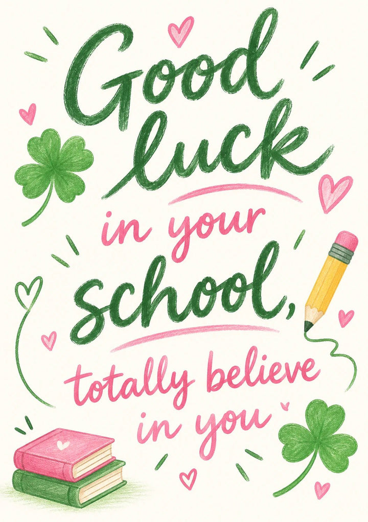 Good Luck in Your School Clover Back to School Card