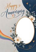 Load image into Gallery viewer, Rainbow Floral Hearts Photo Upload Anniversary Card
