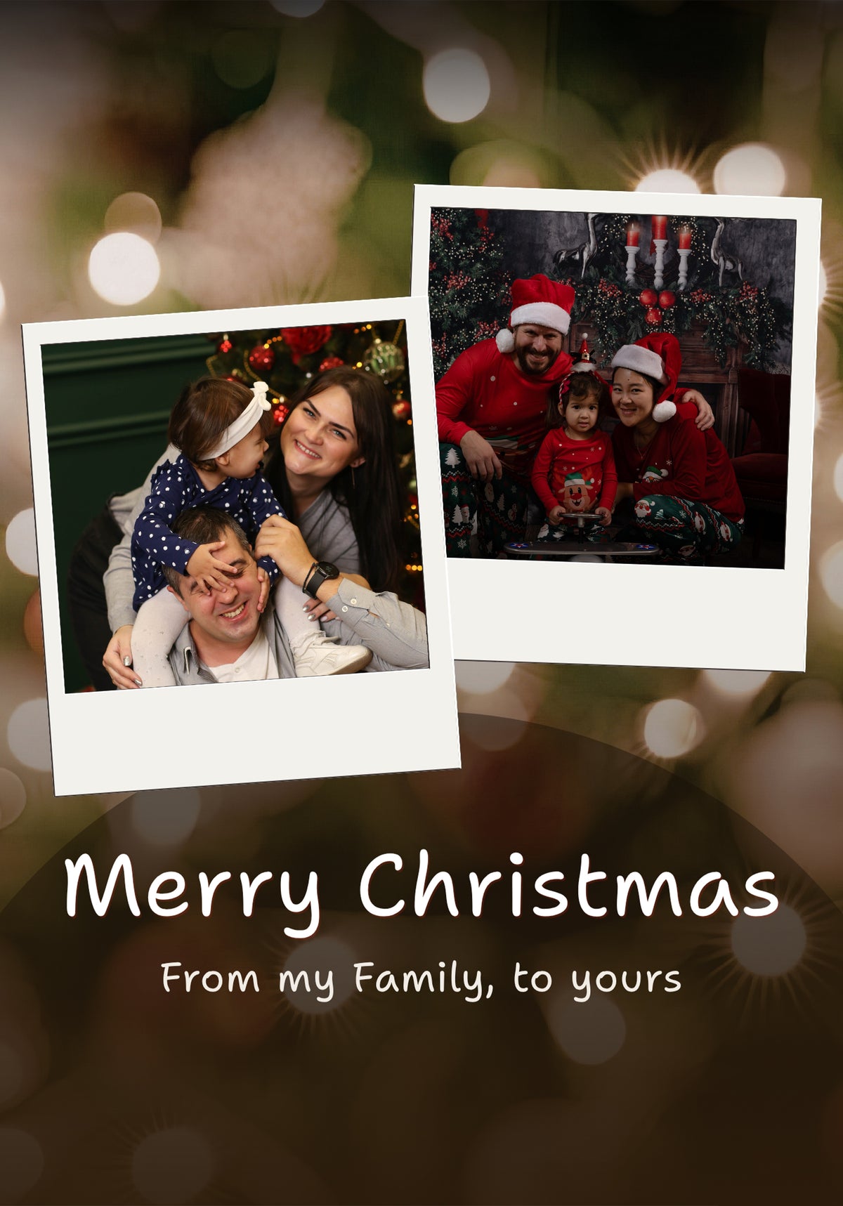 Two Polaroid Bokeh Lights Photo Upload Christmas Card