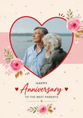 Load image into Gallery viewer, Floral Heart Best Parents Photo Upload Anniversary Card
