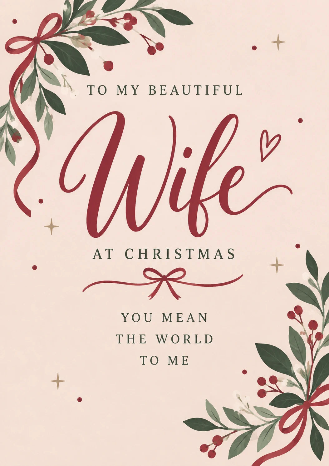 Botanical Holly Wife at Christmas Card for Her