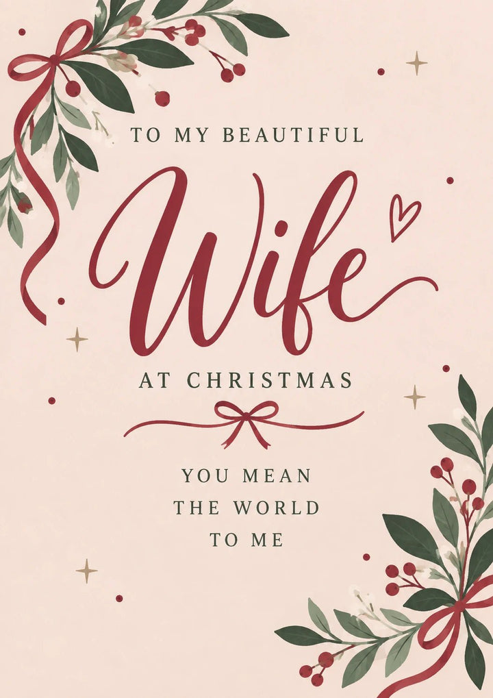 Botanical Holly Wife at Christmas Card for Her