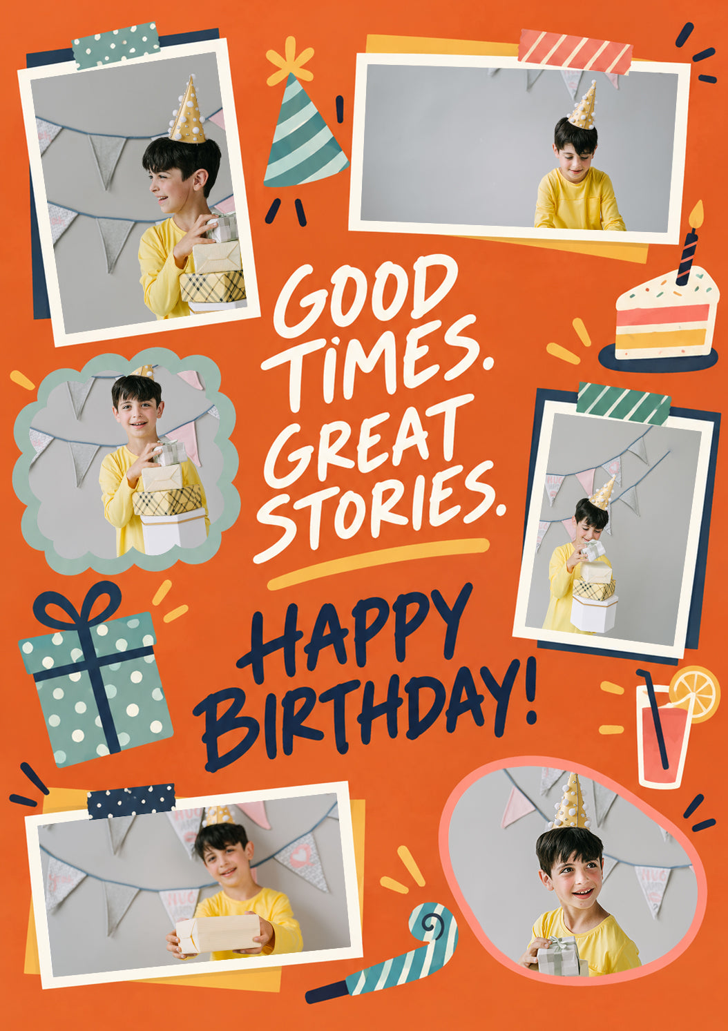 Good Times Great Stories Photo Upload Birthday Card