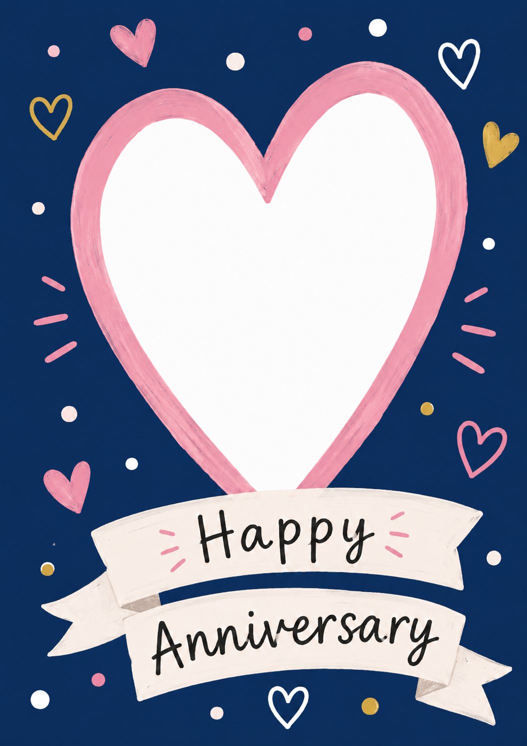 Painted Hearts Banner Photo Upload Anniversary Card
