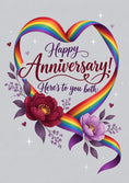 Load image into Gallery viewer, Rainbow Heart Floral Happy Anniversary Card for Her
