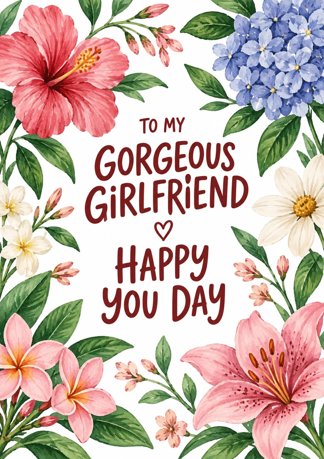 Gorgeous Girlfriend Floral Happy You Day Birthday Card for Her