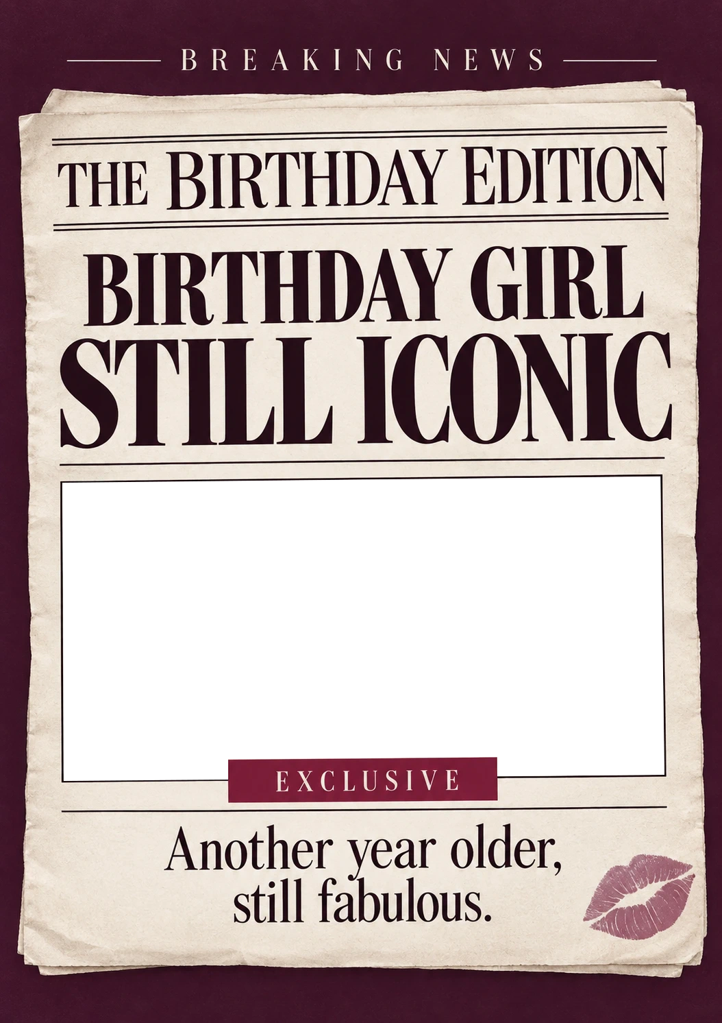 Funny Breaking News Still Iconic Photo Upload Birthday Card for Her